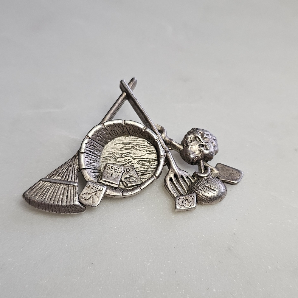 Danecraft Pewter Gardening Brooch